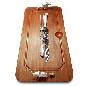 Carving Board Plated Silver & Rhodesian Teak from African Sporting Creations
