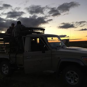 Hunting Vehicle in the Sunset South Africa