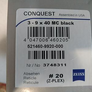 Zeiss Conquest 3-9x40 Riflescope