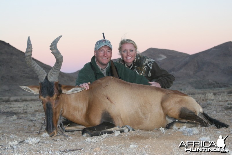 My wife and I with a Red Hartebeest taken in Southern Namibia with Kum Kum 