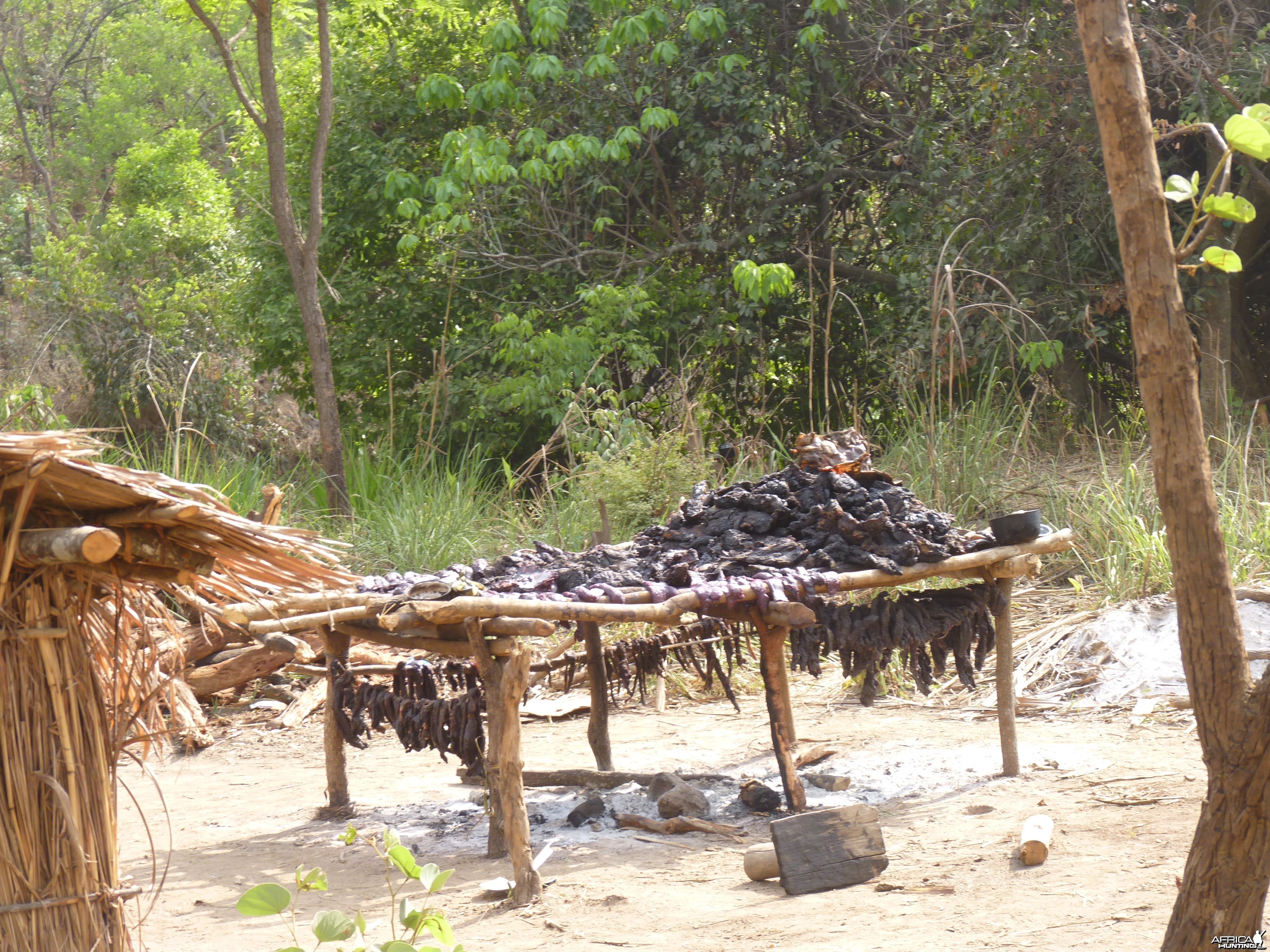 Drying bush meat in CAR