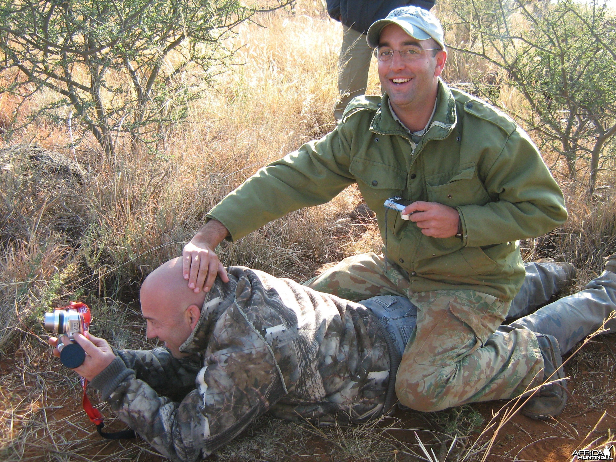 Tomas &amp; Strauss sharing some good humour out in the field!