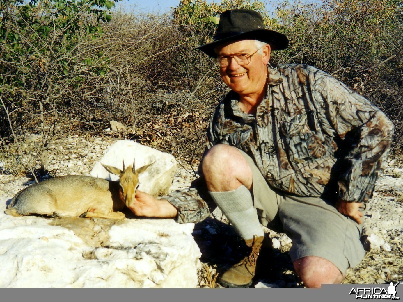 Holstein Hunting Safaris Namibia -client with a Damara Dik Dik