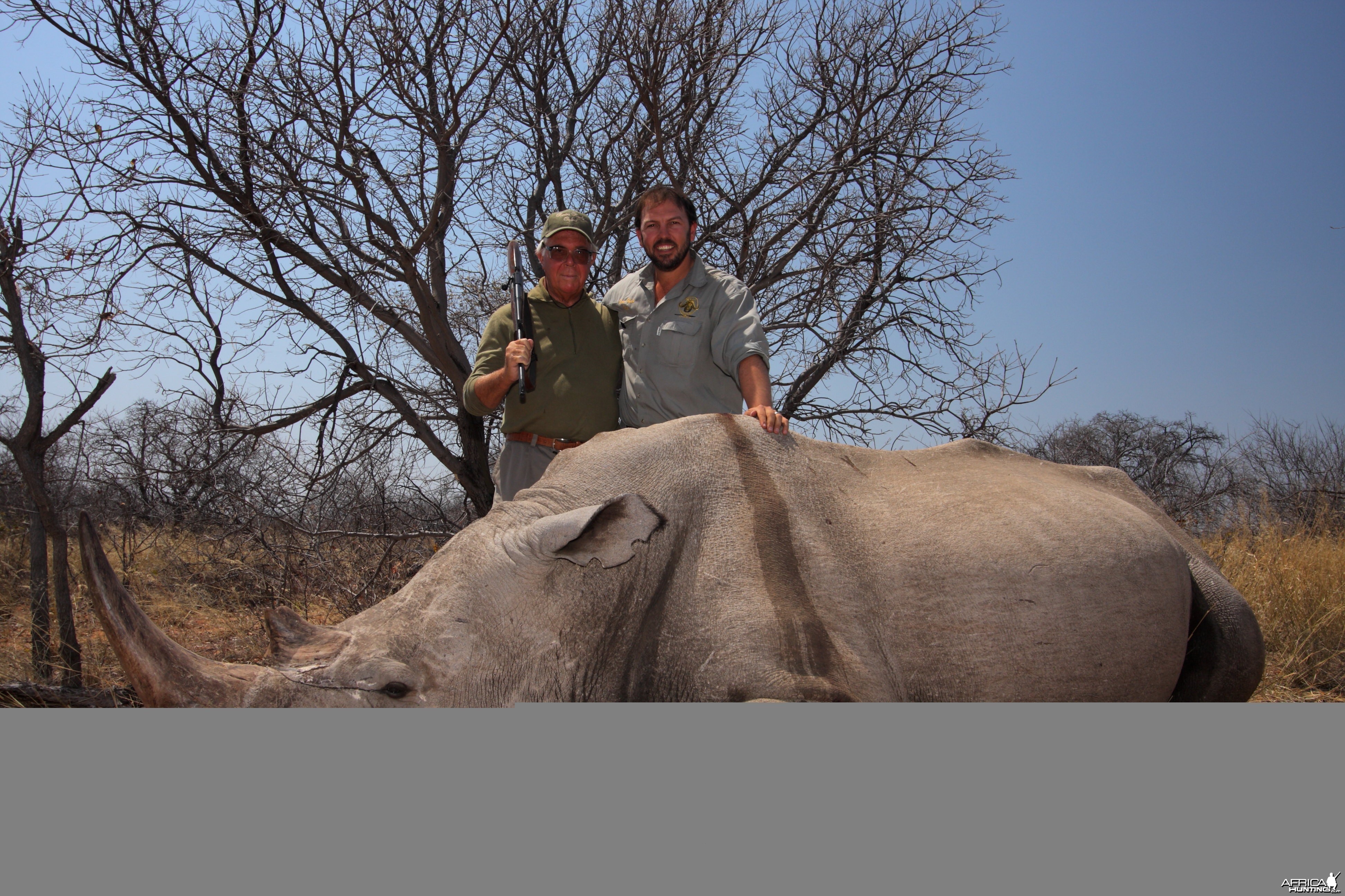 White Rhino hunted on the Waterberg Plateau in Namibia