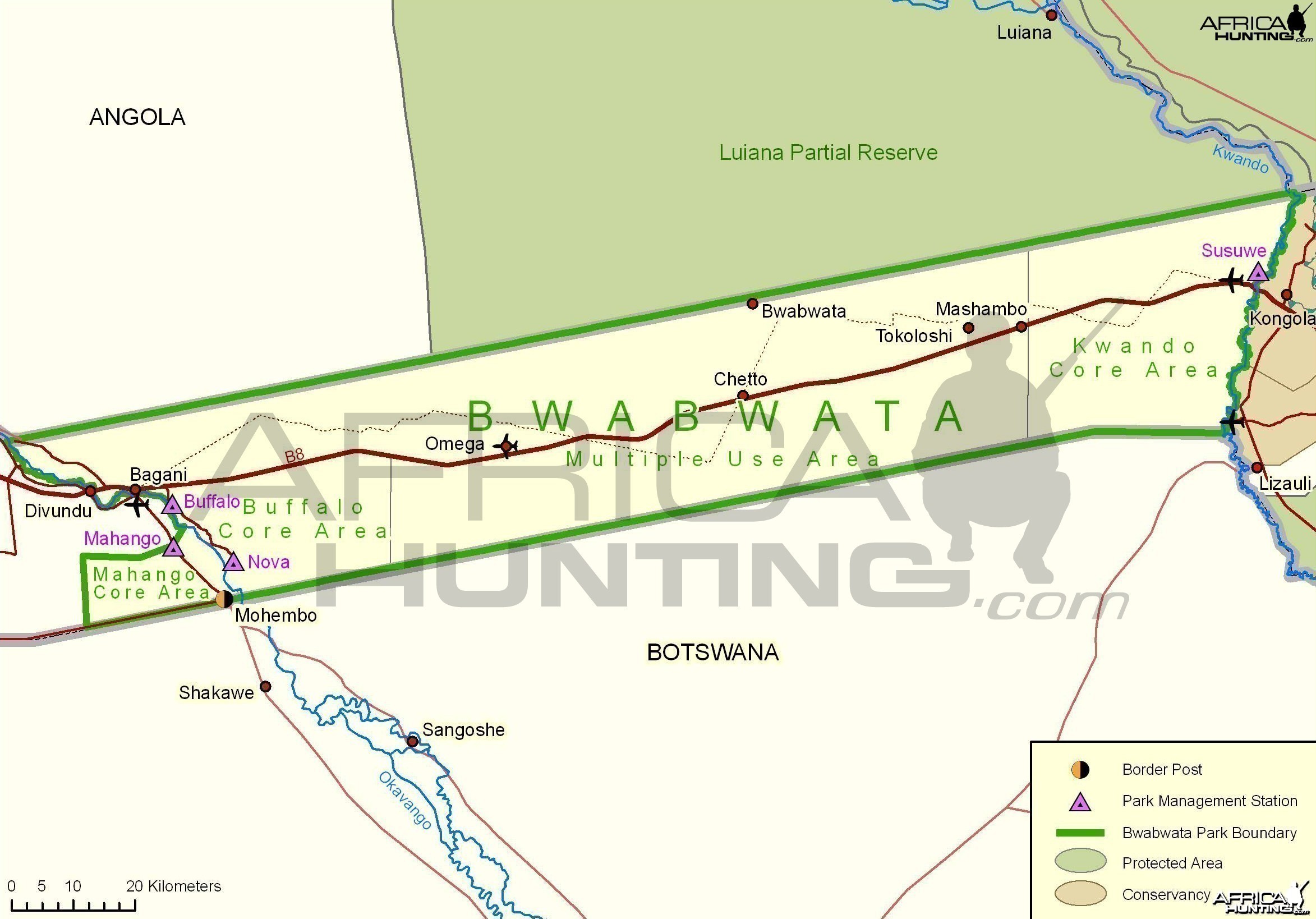 Bwabwata National Park Map, Namibia