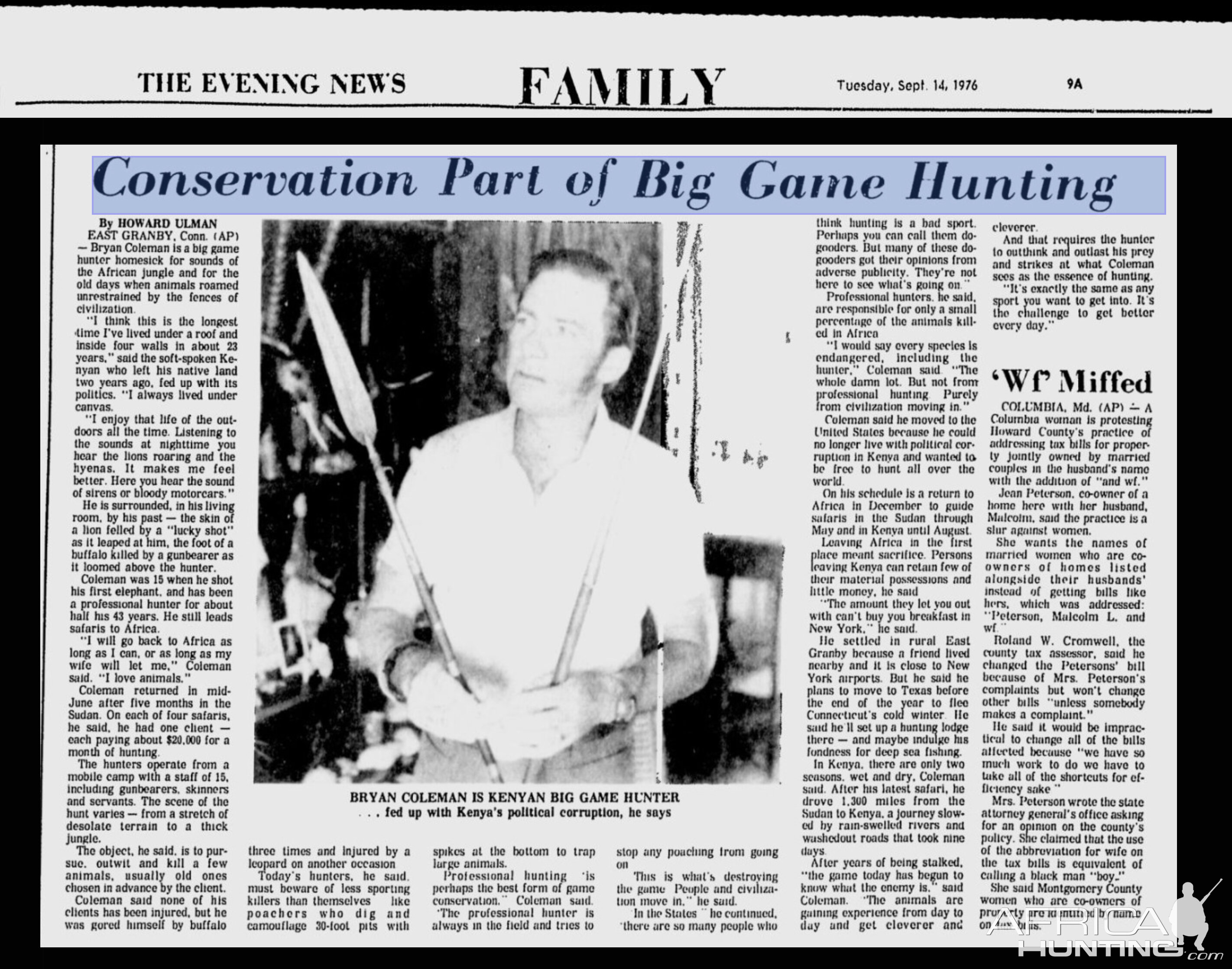 Conservation Part Of Big Game Hunting