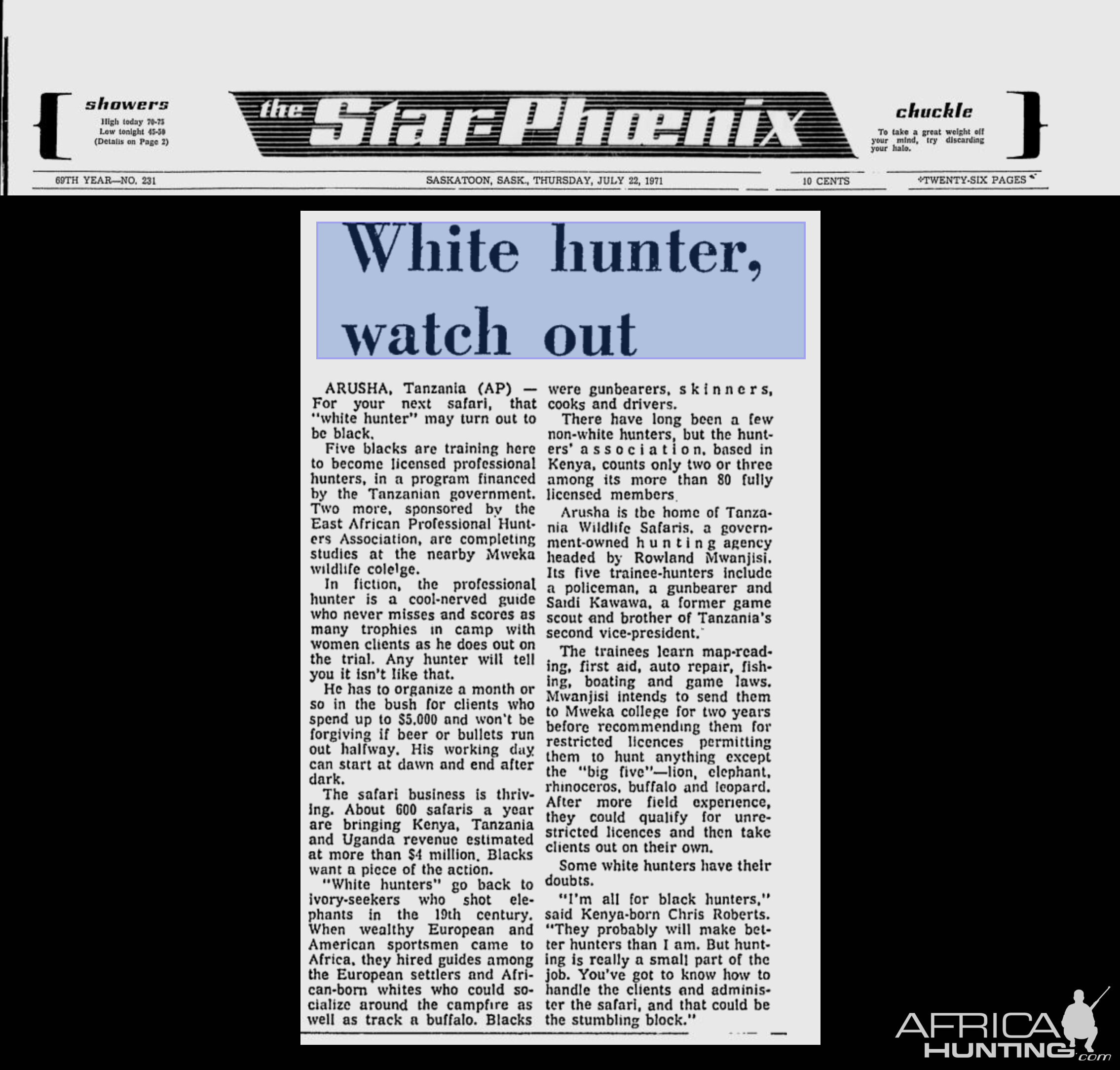White Hunter Watch Out