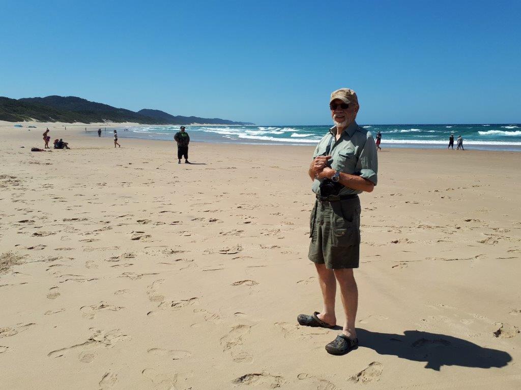 Bernard at Cape Vidal another item on his bucket list..jpg