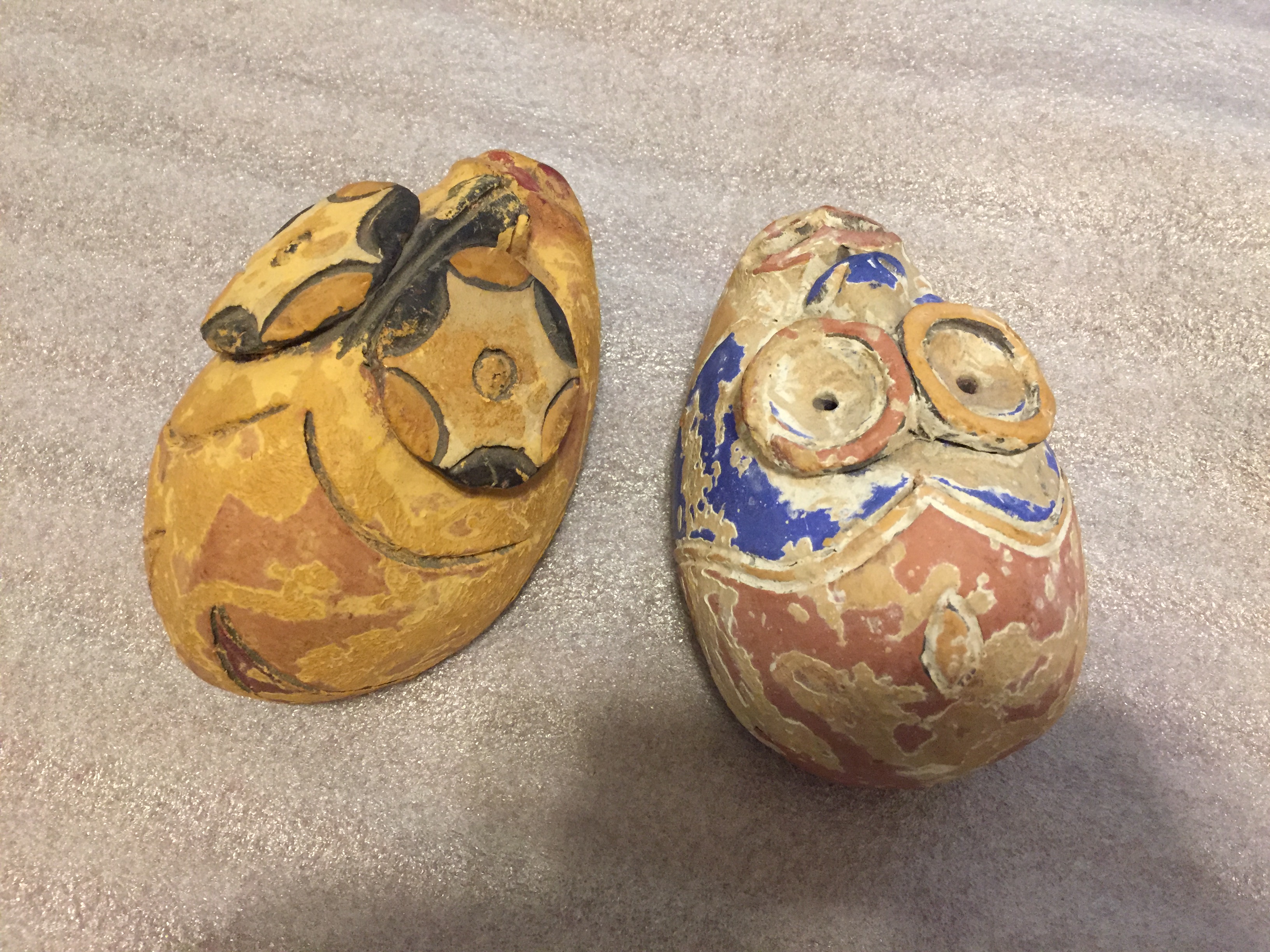 Two Colorful African Clay Tribal Masks For Sale | AfricaHunting.com