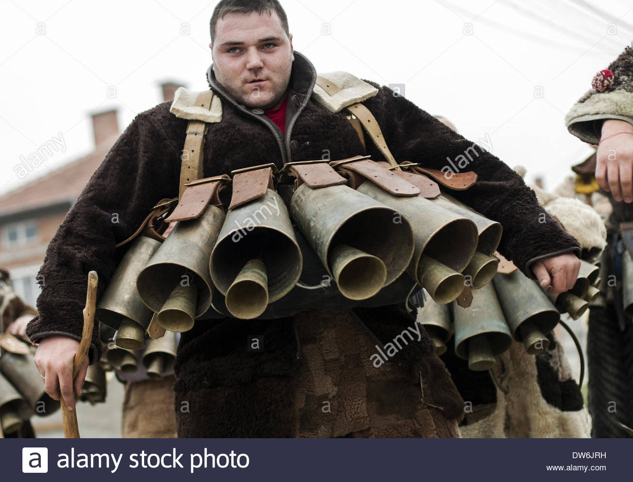 march-1-2014-rakovski-bulgaria-a-man-wearing-an-elaborate-array-of-DW6JRH.jpg