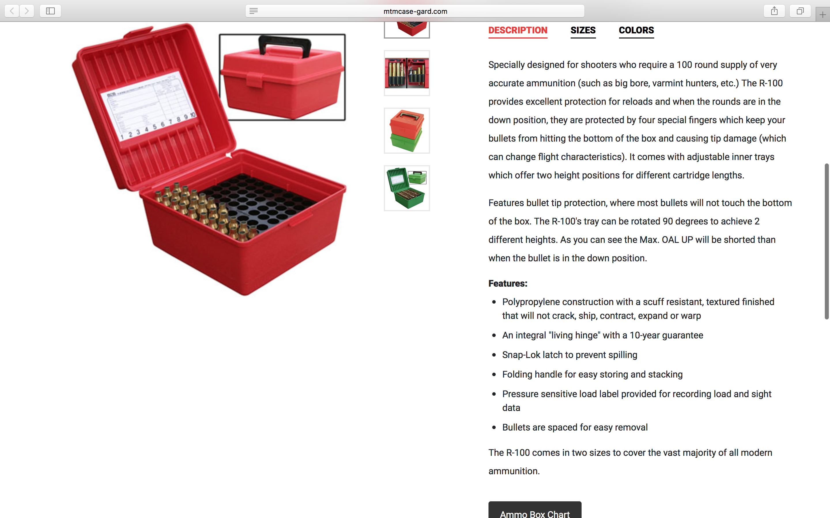 MTM Handled 100 Round Rifle Ammunition Box