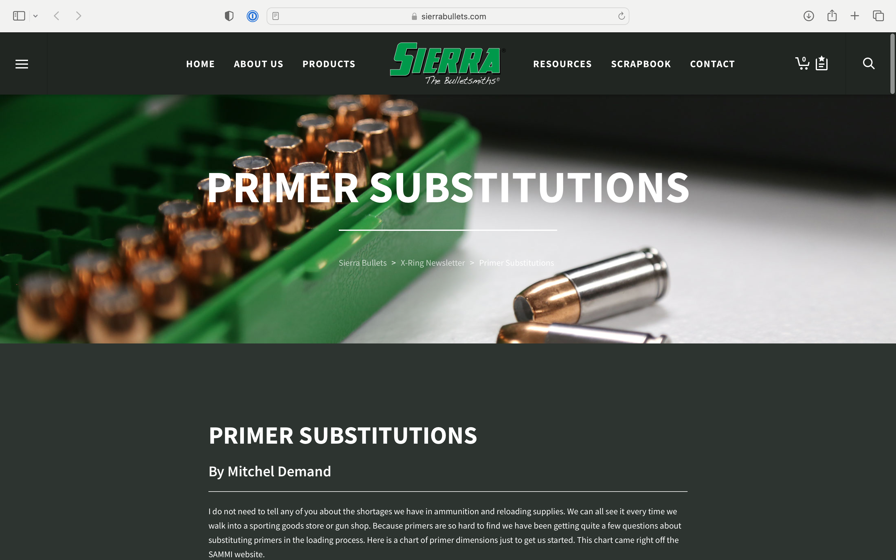 Primer Substitutions – Sierra Bullets