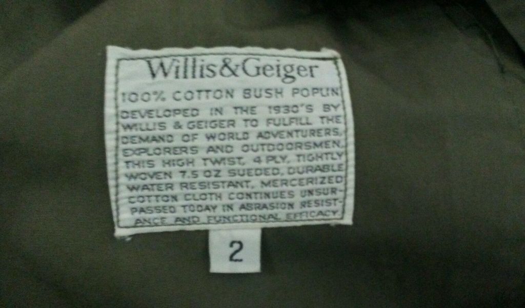 As New Willis & Geiger Bush Poplin Safari Jacket Belted 42 L Green