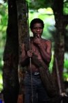 Pigmy hunter with spear and net from the Kribi Tribe, Cameroon.jpg