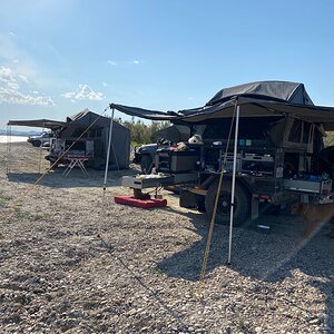 Camping on the shore of the Flaming Gorge Reservoir Utah