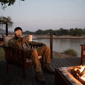 Morning coffee by the mopane fire