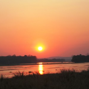 Sunrise over the Luwegu river in Tanzania