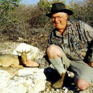 Holstein Hunting Safaris Namibia -client with a Damara Dik Dik
