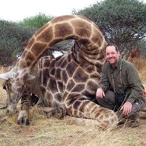 Setting up a Giraffe for trophy pictures