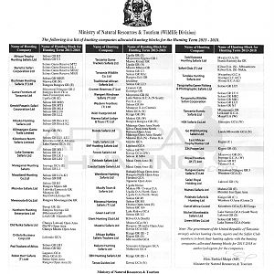 List of hunting companies allocated hunting blocks in Tanzania