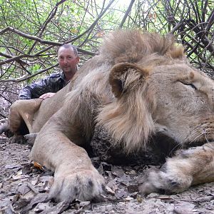 Lion hunted in Benin with Club Faune