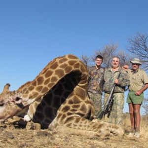 July 2013 John with his Giraffe bull.  Matabeleland