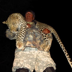 Leopard hunted at Ozondjahe Hunting Safaris in Namibia