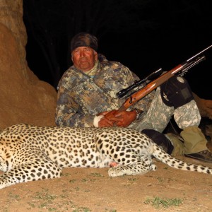 Leopard hunted at Ozondjahe Hunting Safaris in Namibia