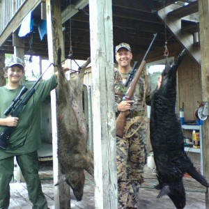 Two hogs for the two of us - best way to enjoy hunting is with my son!