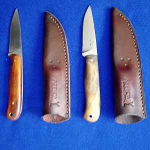 AfricaHunting EDC Hunting Knives in Blackwood & Swamp Kauri with Traditional Sheaths