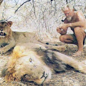 George Adamson with Boy and Christian