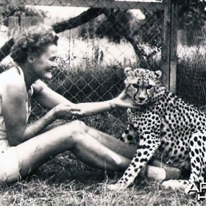 Joy (George Adamson's wife) and Pippa the Cheetah