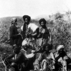 A Hunting Party of Hawks, Two Caracals and a Cheetah, 1920
