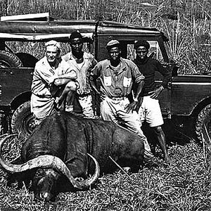 Bill Ryan's Safari Team with Cape Buffalo