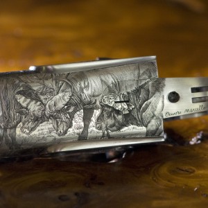 Cape Buffalo Engraving on Double Rifle