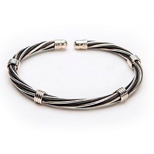 Women's Twisted Bangle Bracelet, Sterling Silver Gemsbok Horn from African Sporting Creations