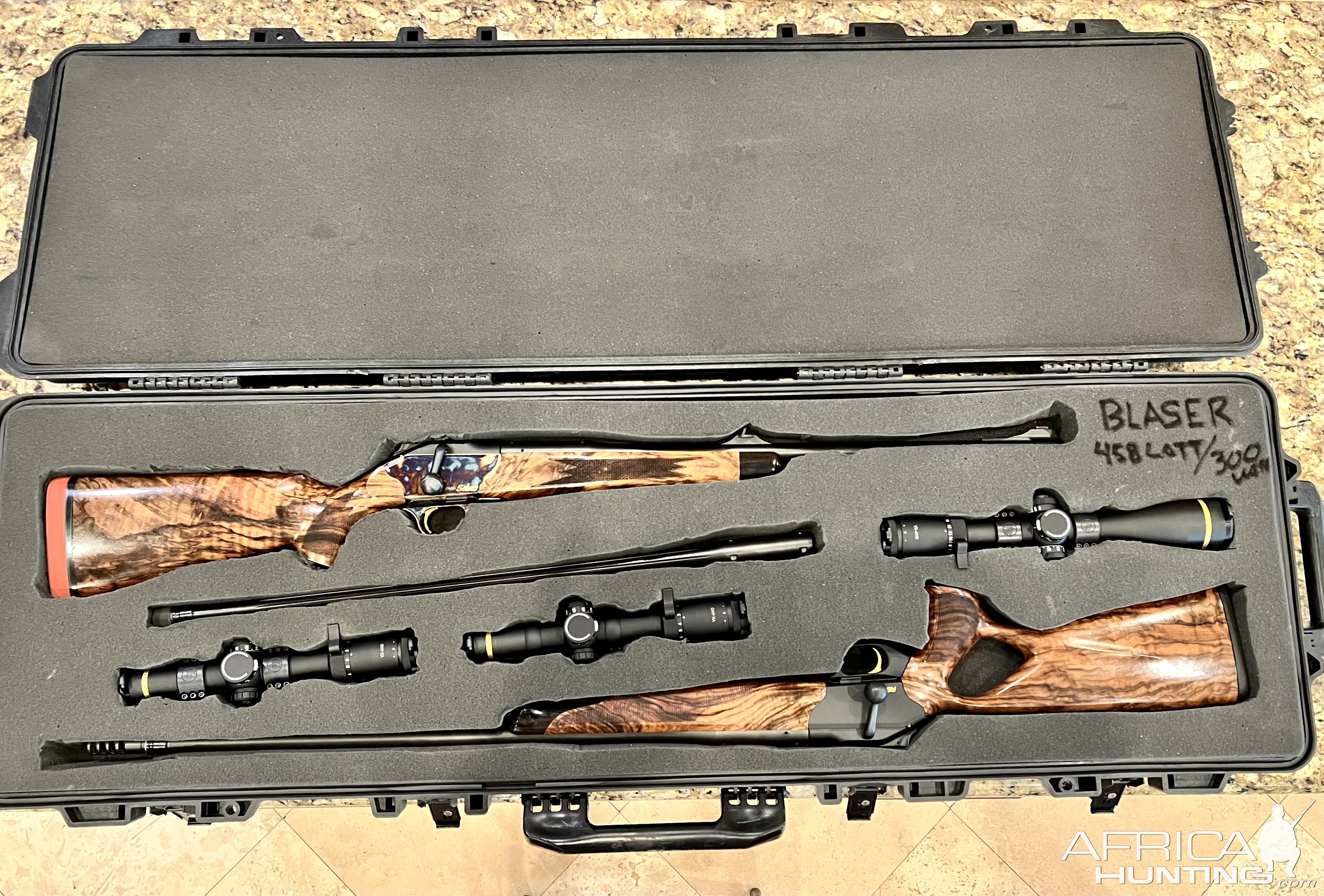 2 Blaser Rifles With 3 Barrels & 3 Scopes Case Configuration