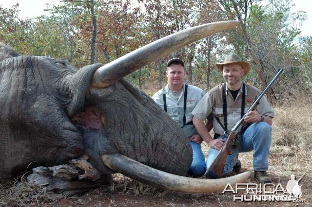 67 lb. Elephant with 470 Nitro taken with Warthog Safaris