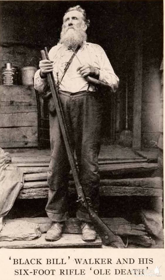 "Black Bill" Walker and his six foot rifle "Ole death"