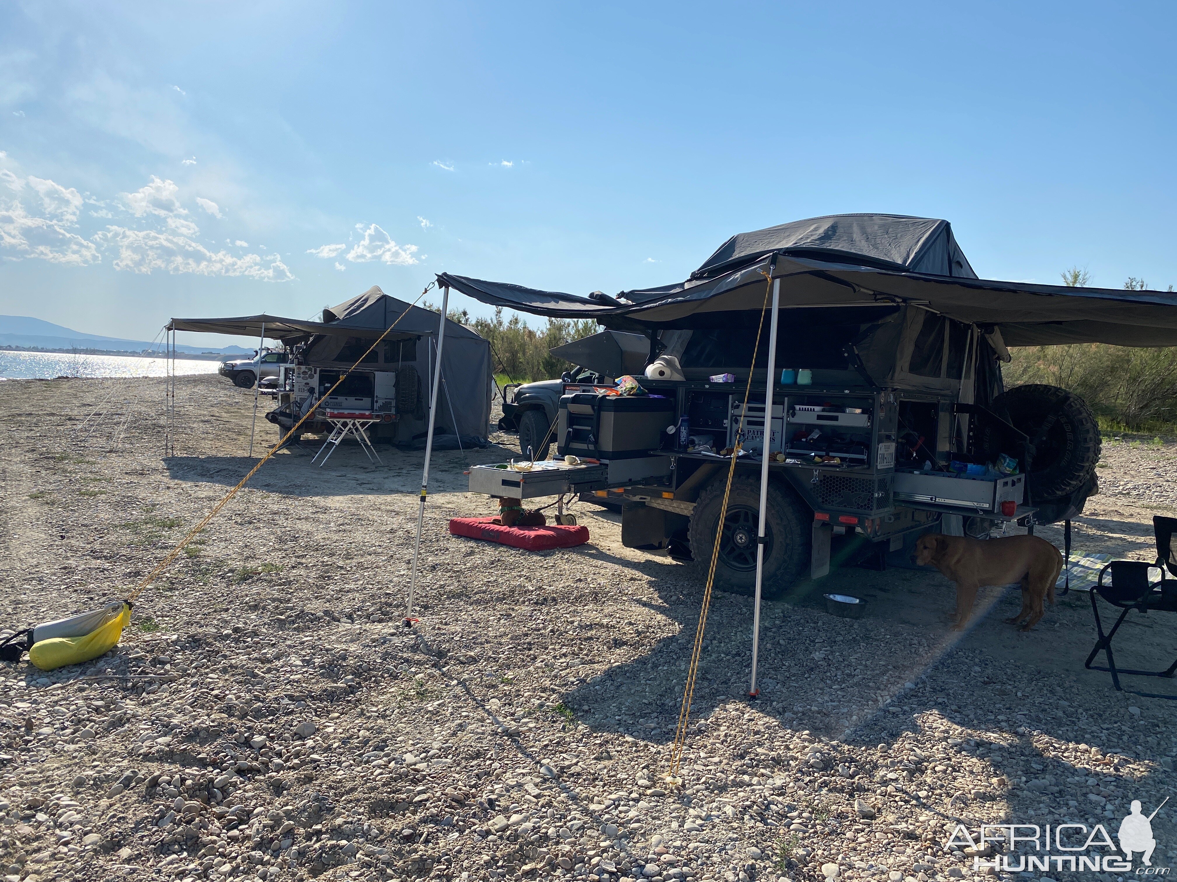 Camping on the shore of the Flaming Gorge Reservoir Utah