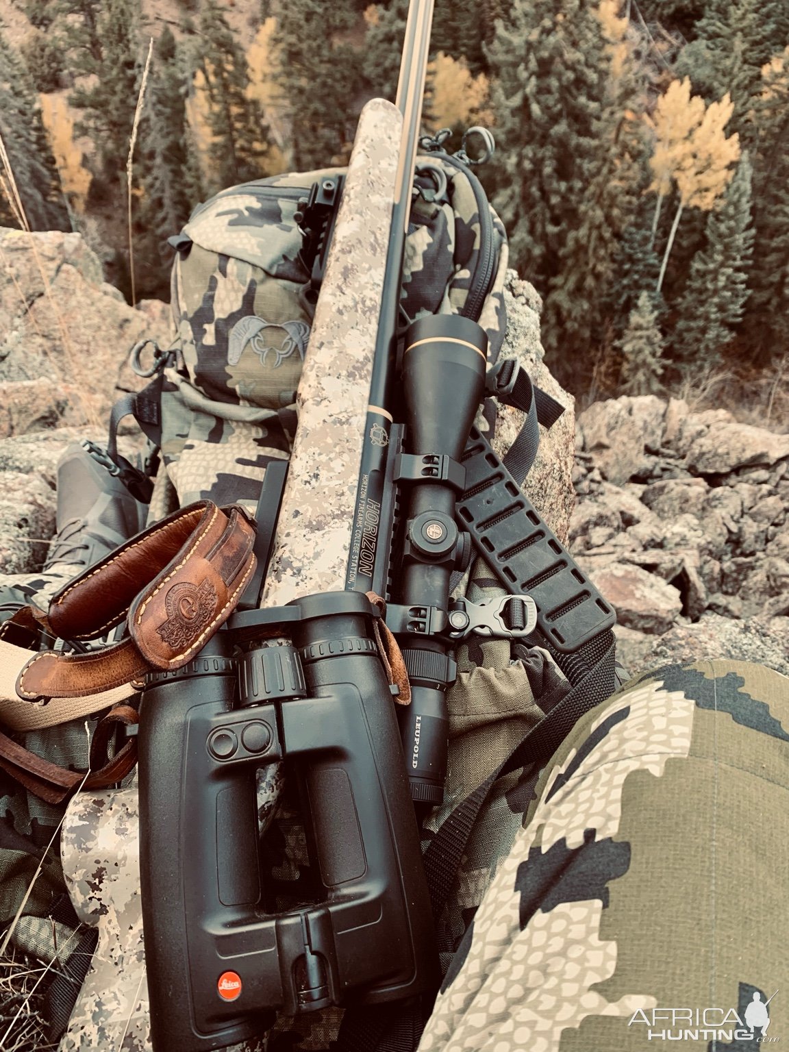Custom 375 H&H Rifle & Leica Binoculars