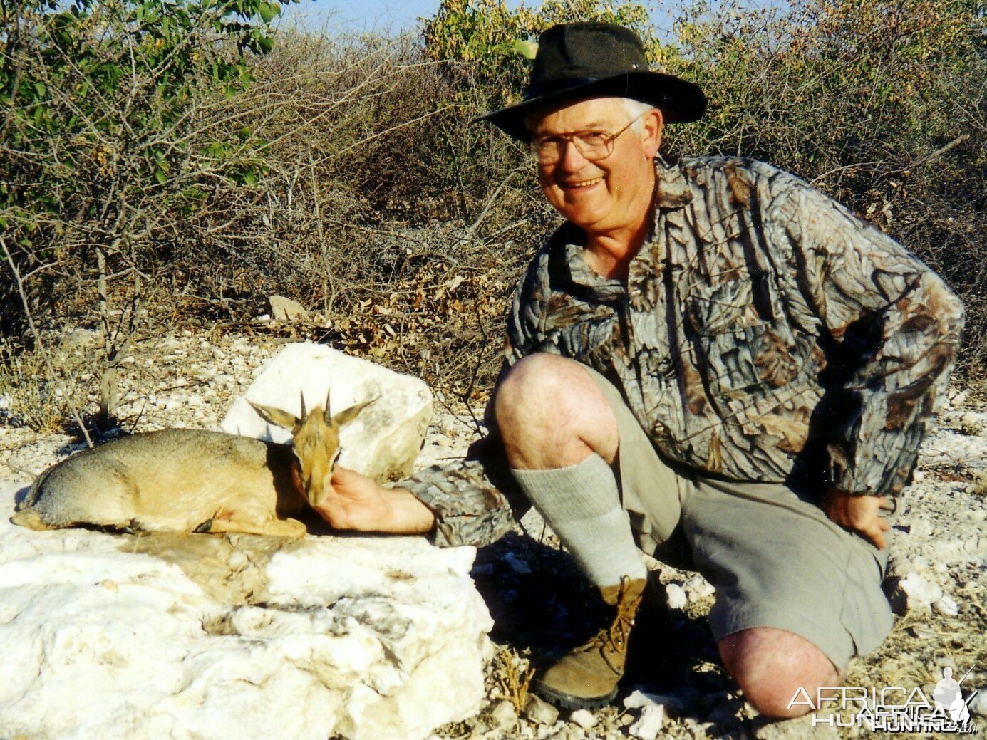 Holstein Hunting Safaris Namibia -client with a Damara Dik Dik