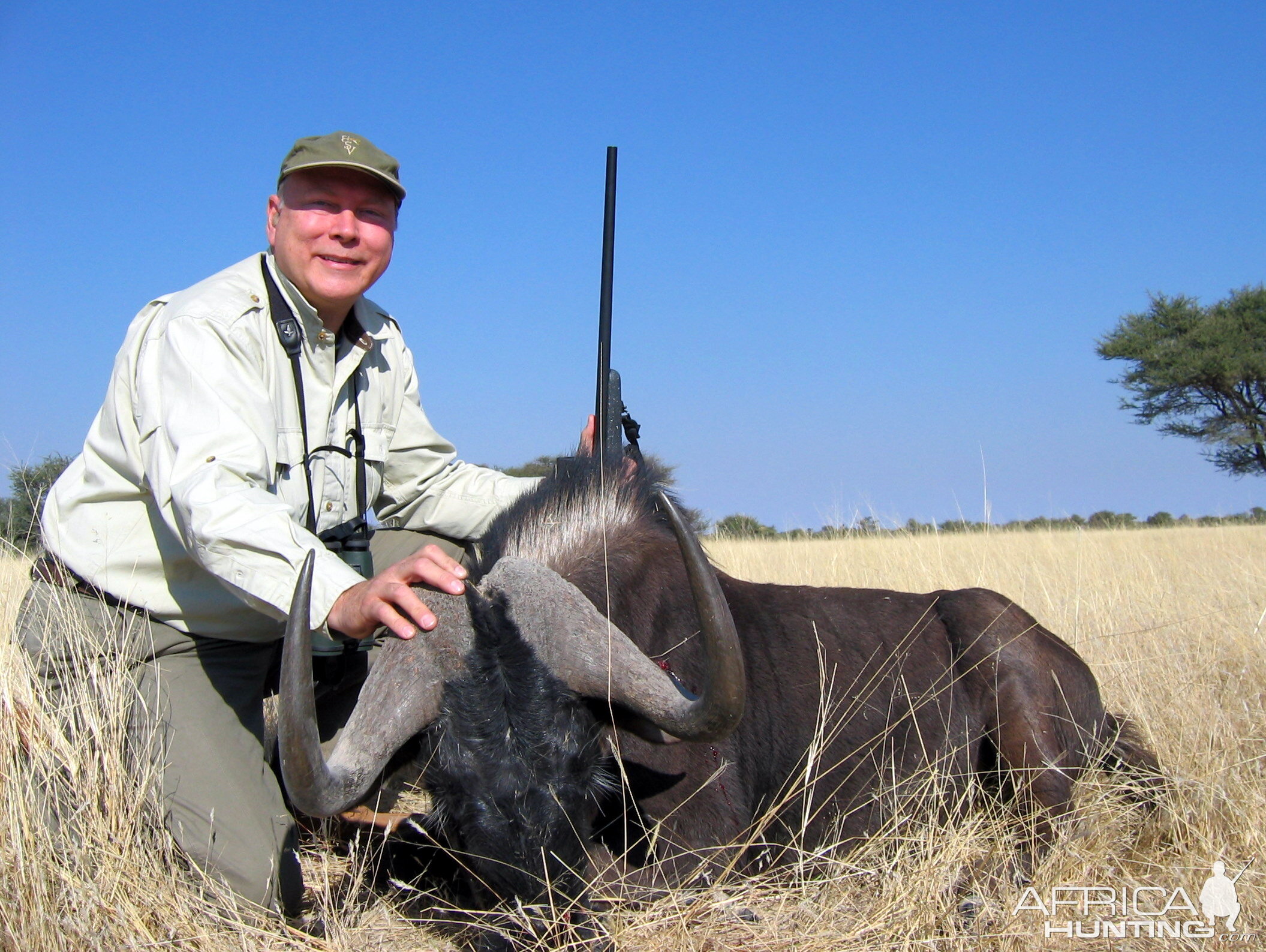 Holstein Hunting Safaris Namibia -Client with Black Wildebeest