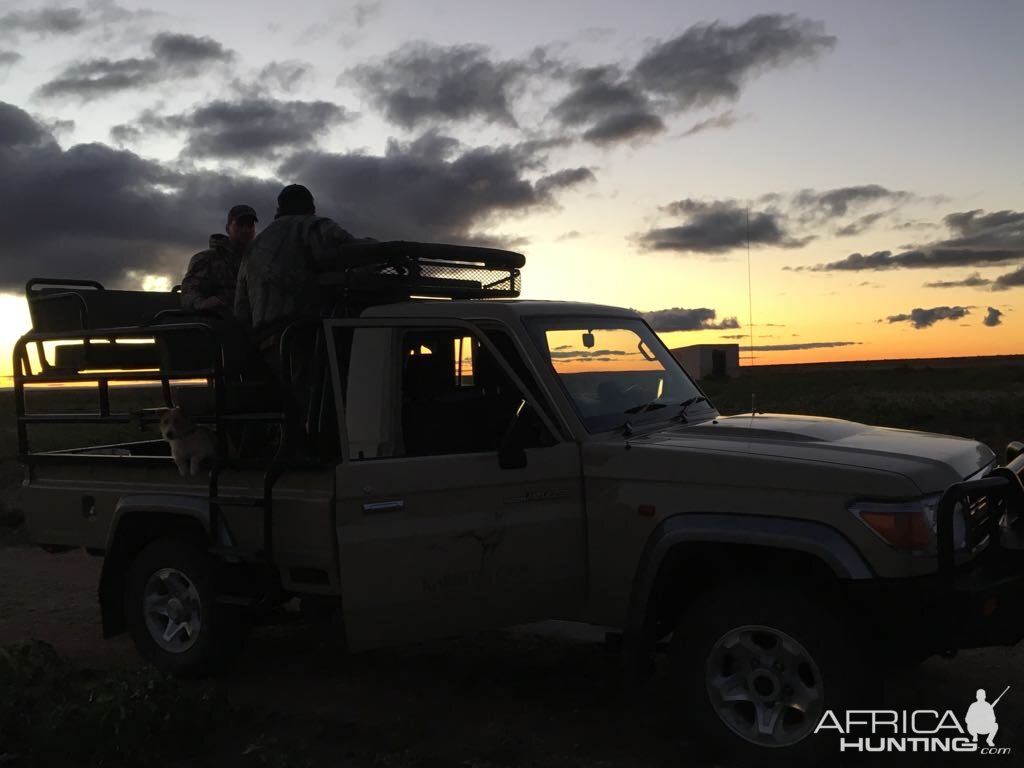 Hunting Vehicle in the Sunset South Africa