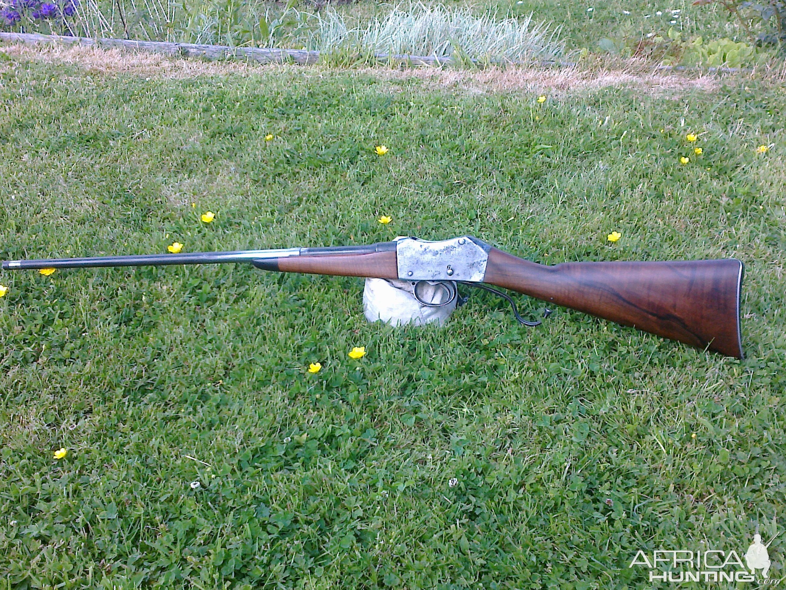 I beautiful piece of walnut I restocked a Martini 303 Sporting rifle with