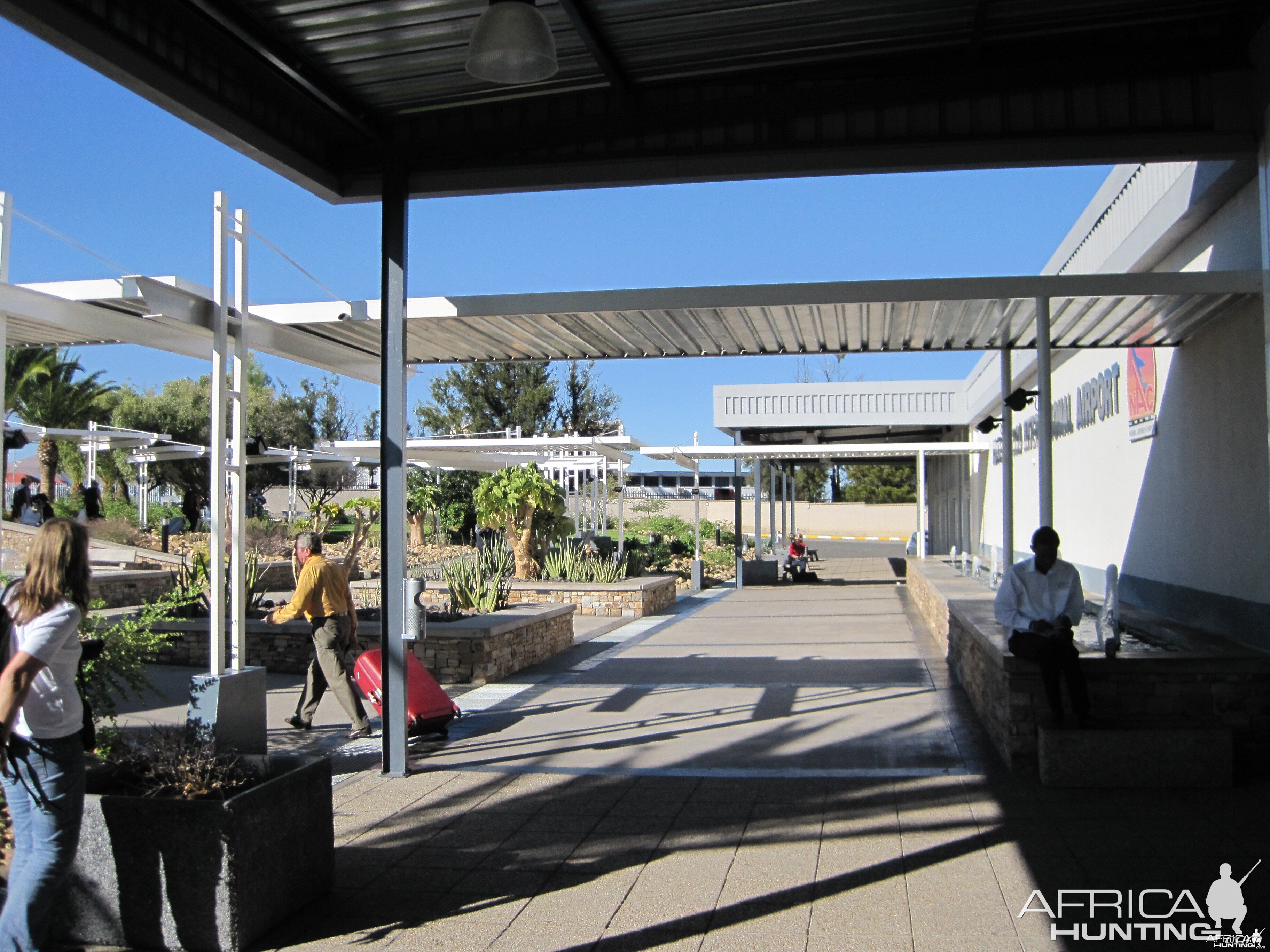 In front of the International Airport in Windhoek, Namibia