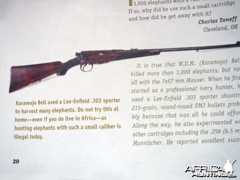 Karamojo Bell used a .303 Lee Enfield to shoot Elephants