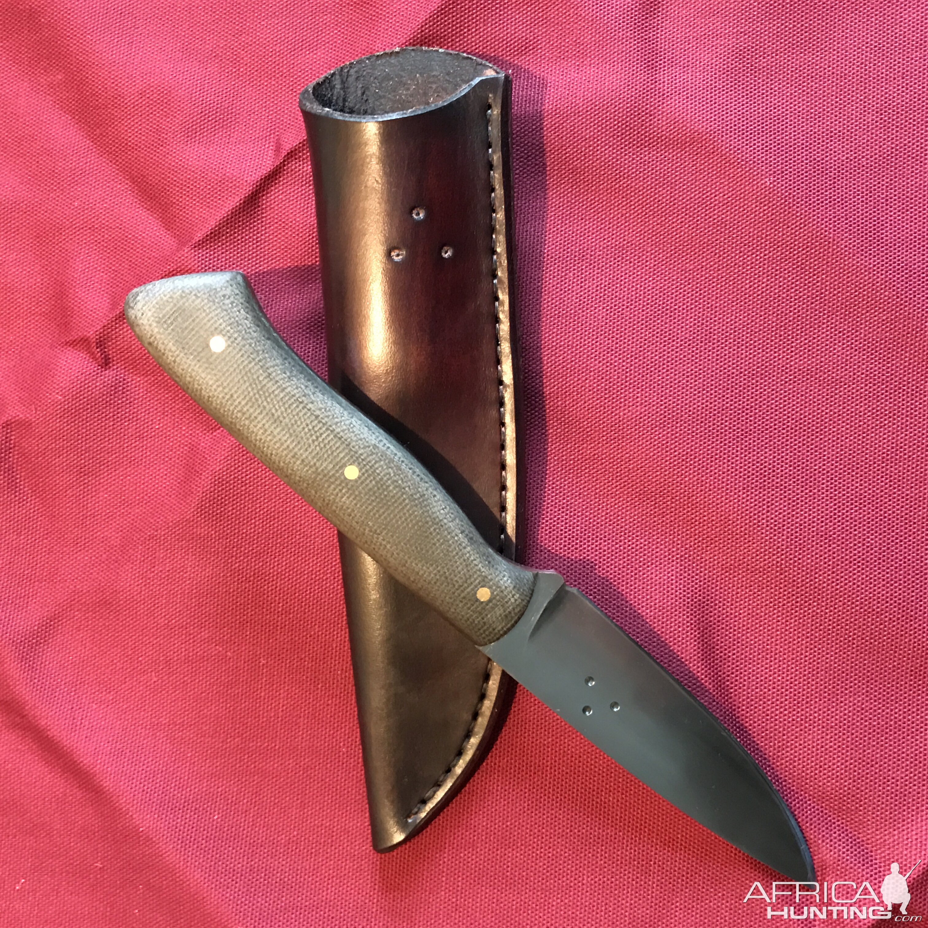 Light Hunter Knife with Olive canvas Micarta grips