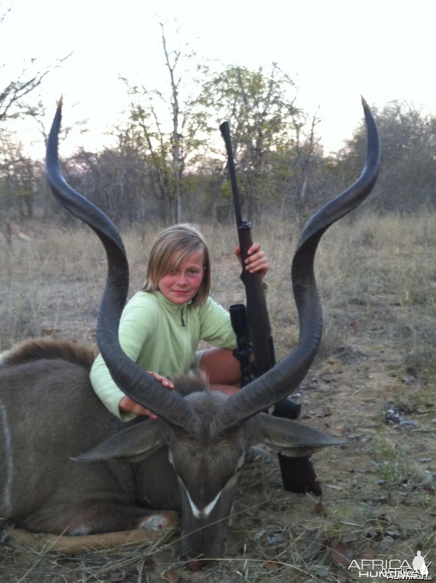 My daughter a nice Kudu hunted in Zimbabwe