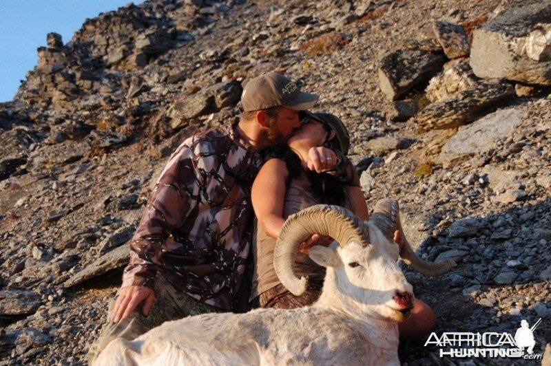 My wife with her Dall Sheep hunted in Alaska